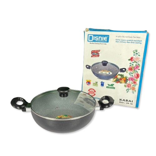 Disnie Marble Coating Korai with Lid - Gray 🍳✨