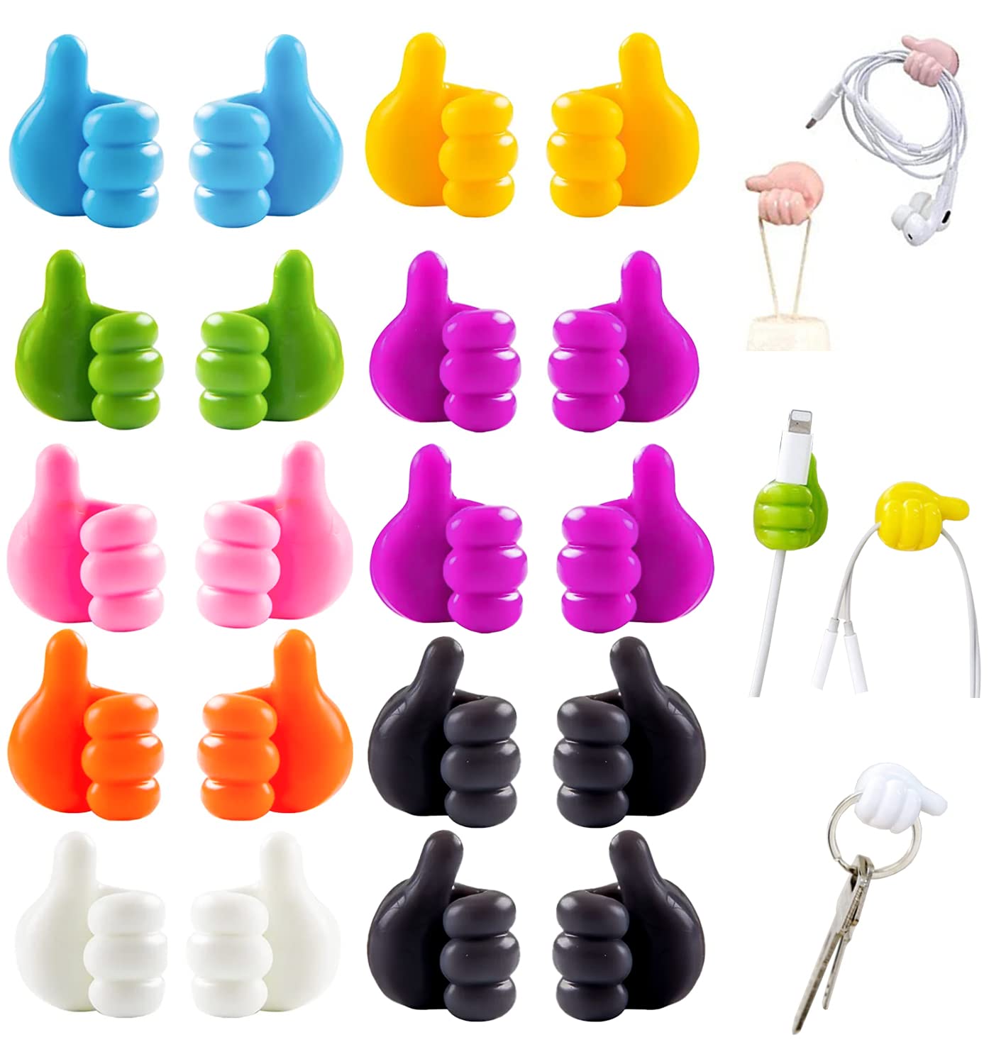 20 Pcs Thumb Hooks Adhesive Cable Organizer