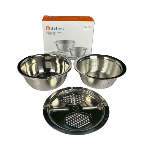 3-Piece Multipurpose Vegetable Cutter Basin – Chop, Wash & Drain Easily