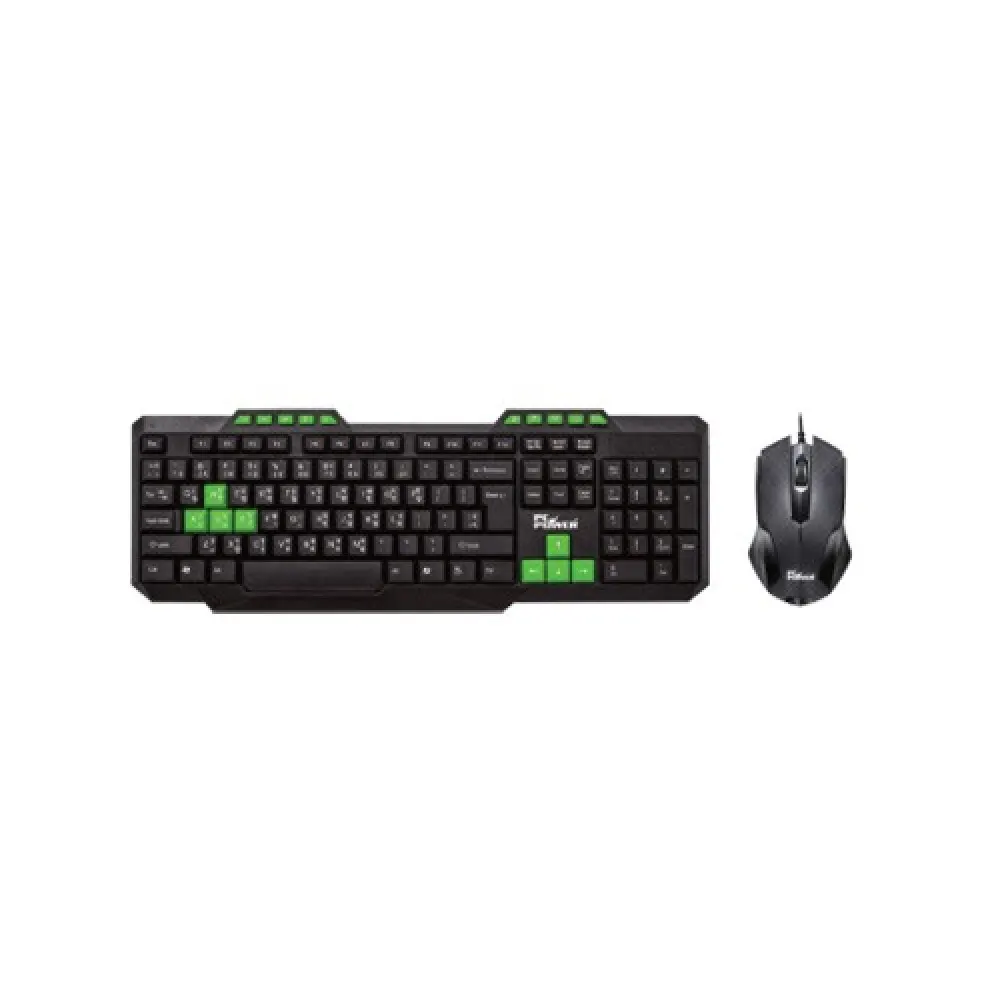 PC Power PGC303Y103 Wired Office Keyboard & Mouse Combo – USB 2.0, 104 Keys, Membrane Switch, Adjustable DPI (800-1000), Ergonomic & Reliable