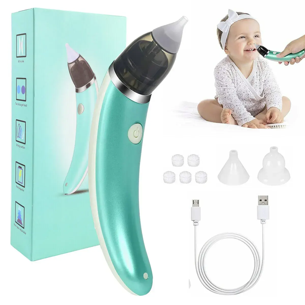Baby Nasal Aspirator Electric | Hygienic Baby Nose Vacuum Cleaner | Gentle Snot Suction for Easy Breathing