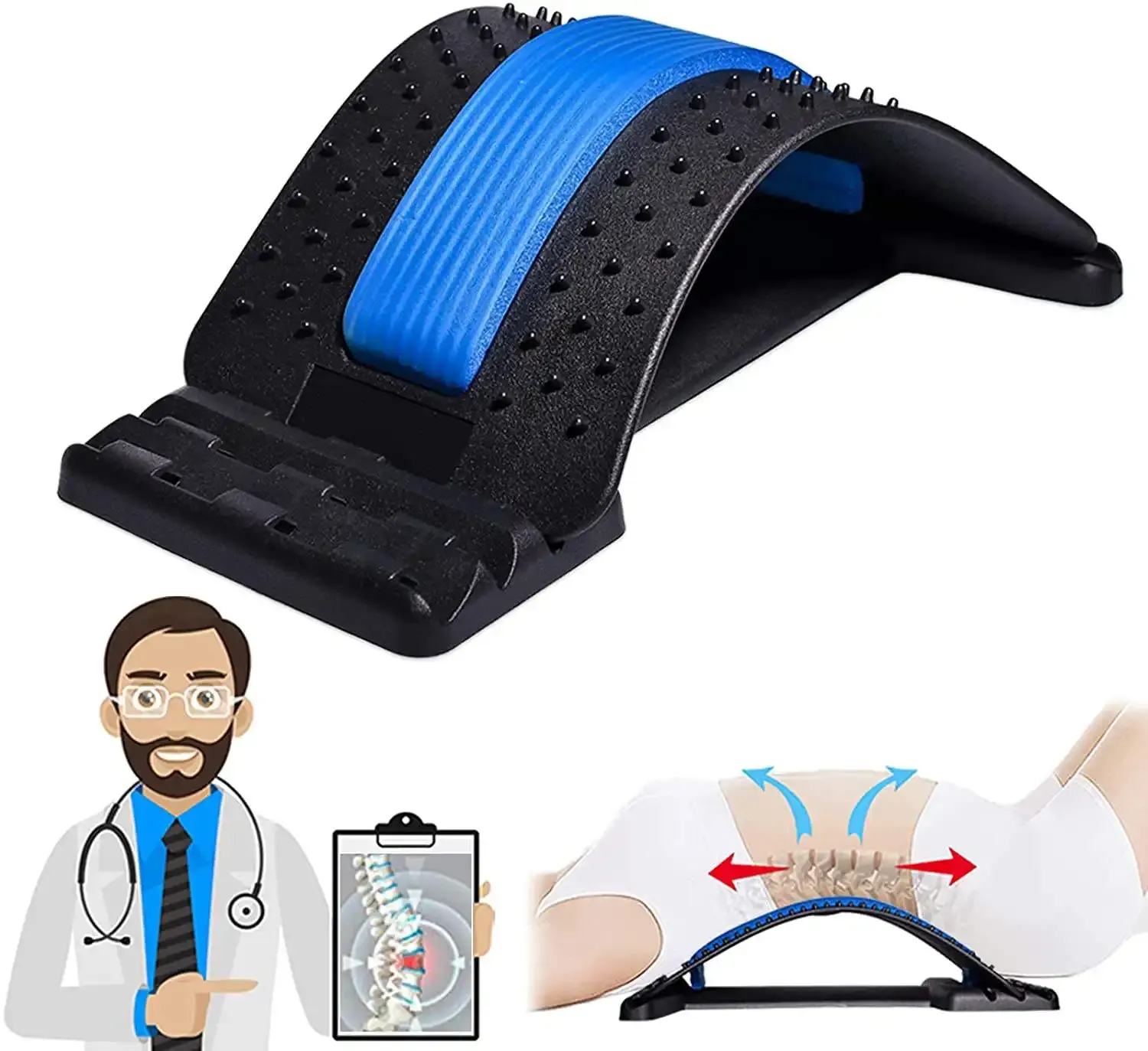 Back Massage Magic Stretcher | Lumbar Support & Spine Pain Relief | Ergonomic Back Massager & Posture Corrector