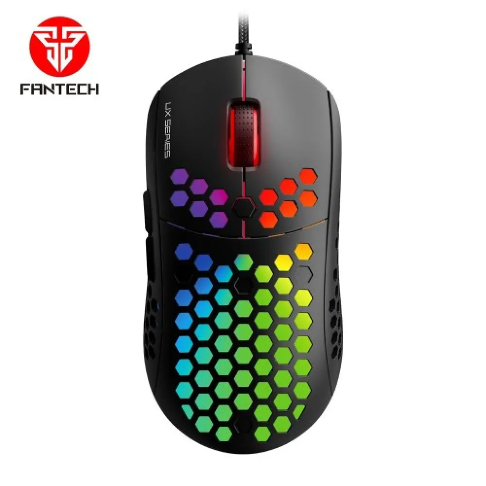 Fantech UX2 Hive RGB Gaming Mouse – 12,000 DPI, Ultra-Lightweight 74g, Honeycomb Shell, 6 Programmable Buttons, 50M Clicks