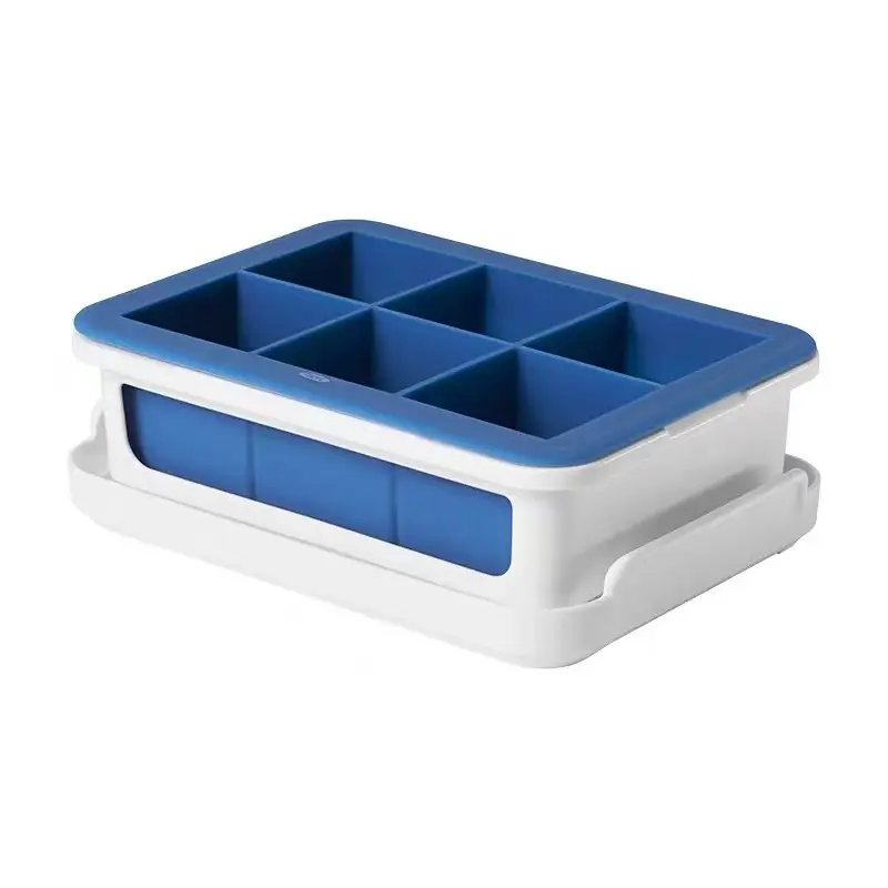 Covered Silicone Ice Cube Tray | BPA-Free & Flexible | Easy-Release | Stackable with Lid | Large 6-Cube Maker