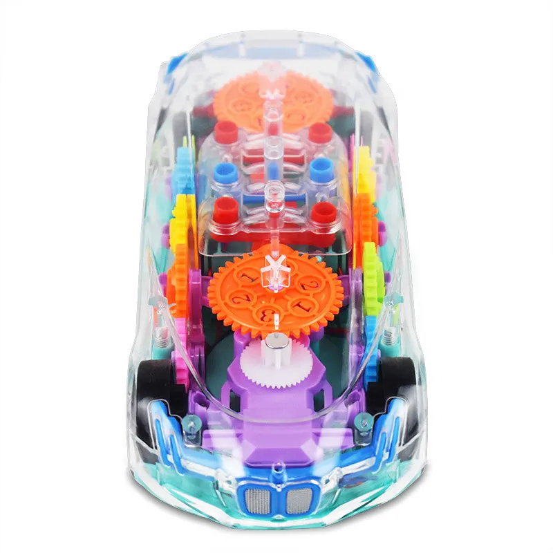 Light-Up Transparent Sensory Car Toy | Bump & Go Action with LED Lights, Music & Moving Gears