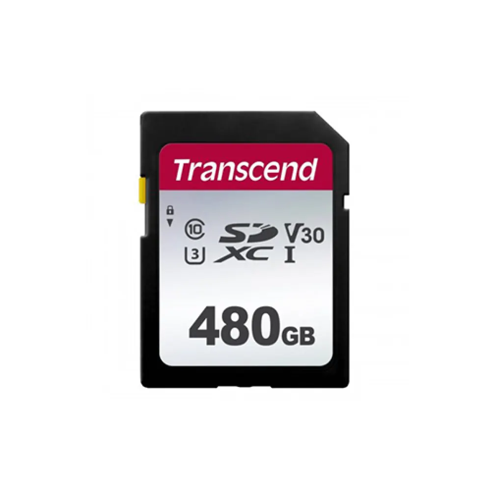 Transcend SDXC/SDHC 300S 480GB UHS-I Memory Card – V30, 95MB/s Read, 45MB/s Write