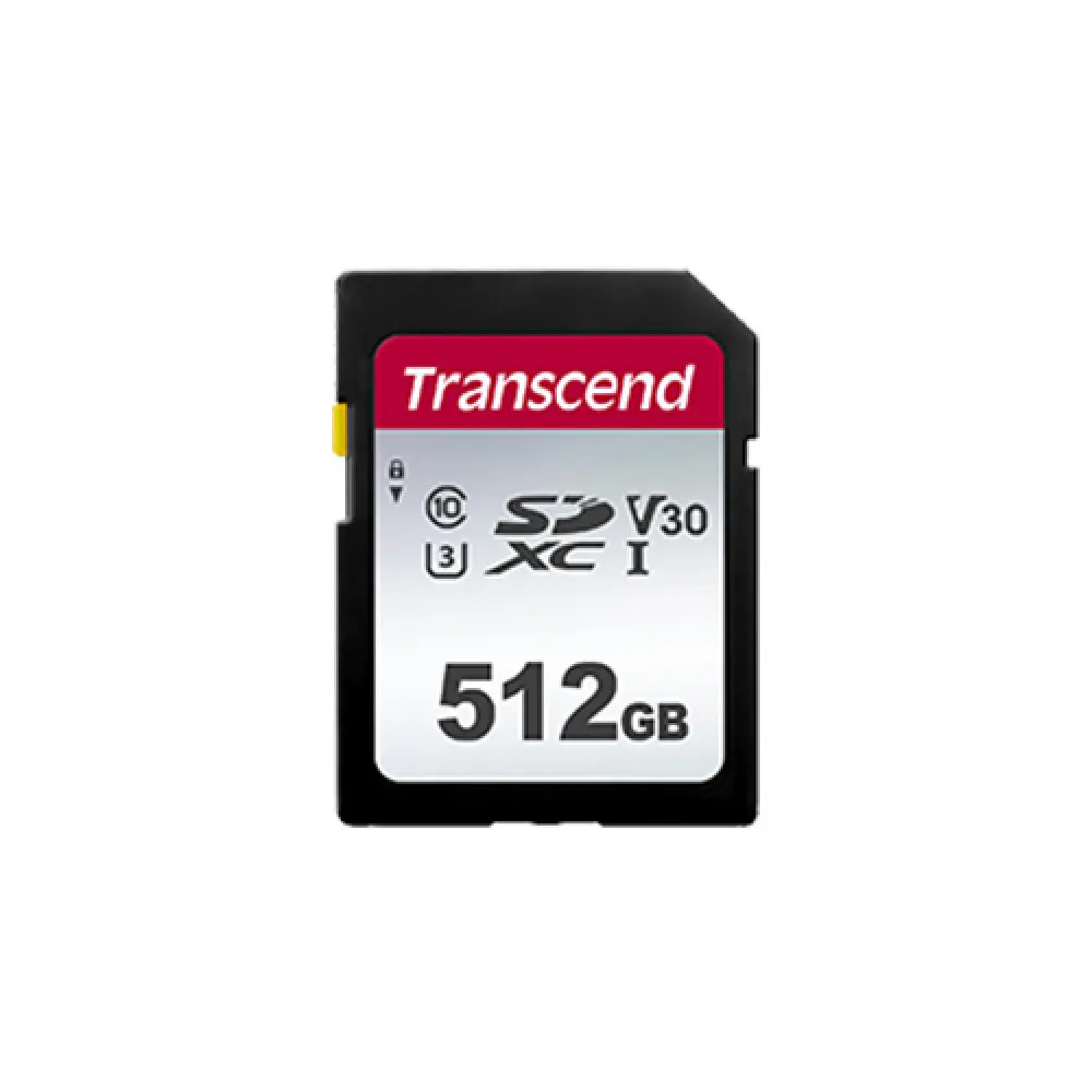 Transcend SDXC/SDHC 300S 512GB UHS-I Memory Card – V30, 95MB/s Read, 40MB/s Write