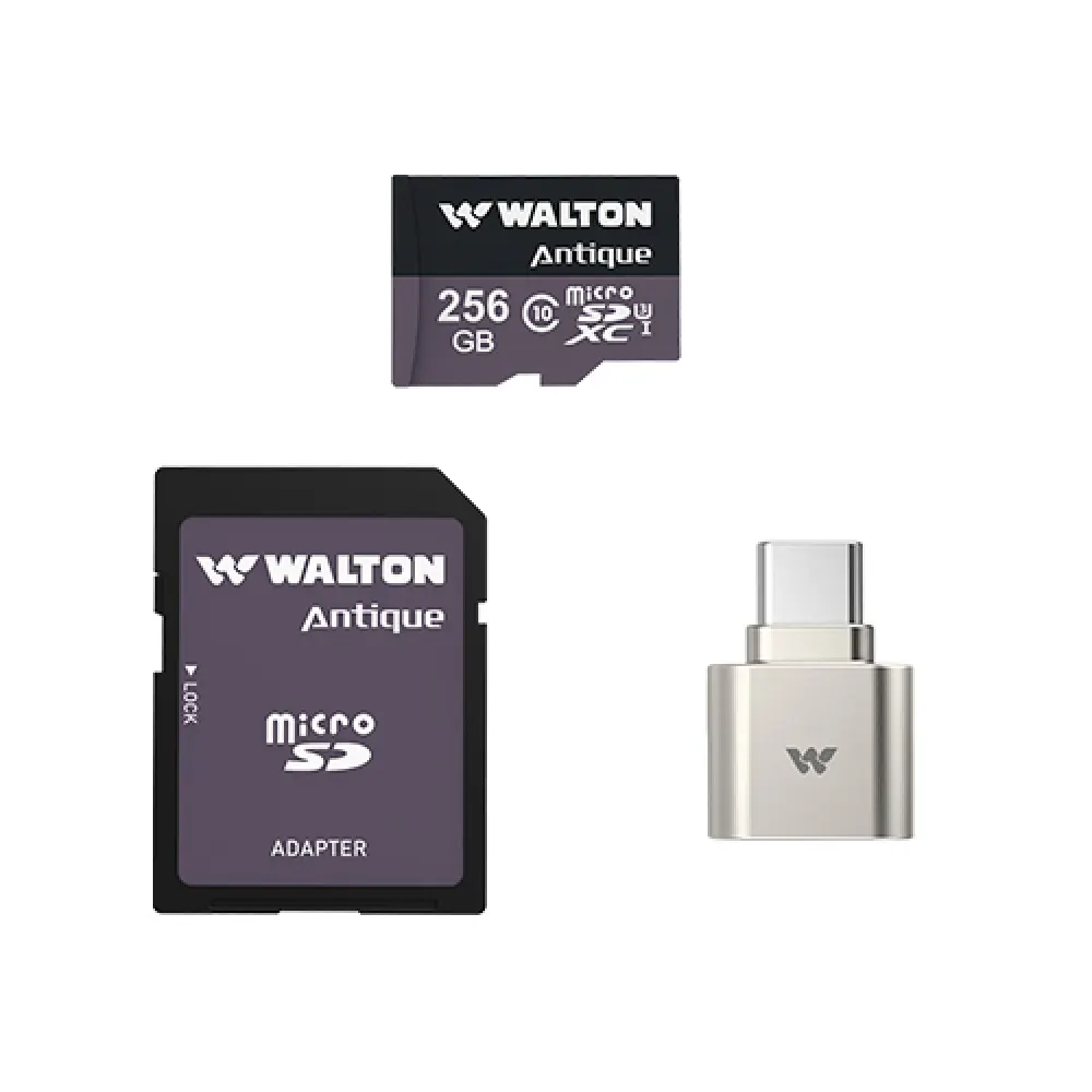 Walton WMC256WC 256GB MicroSD Card with Type-C Card Reader and SD Card Adapter – High-Speed, Shockproof, Waterproof, Magnetically Shielded
