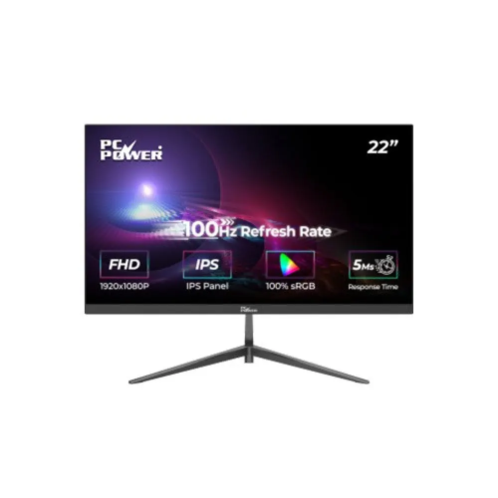 PC Power PCGM-King22 21.45-inch IPS FHD 100Hz ELED Borderless Monitor | 5ms Response | HDMI & VGA Ports