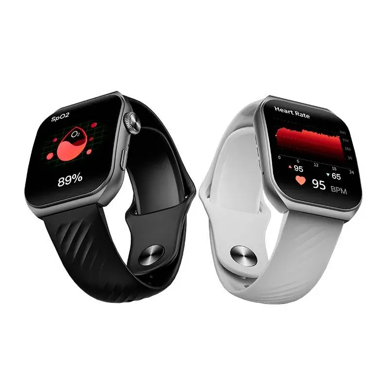 QCY GS2 Smart Watch – 1.96" AMOLED Display, Bluetooth Calling, 100+ Sports Modes, Rotating Crown, Zinc Alloy Frame, 60Hz Refresh Rate – For Men & Women